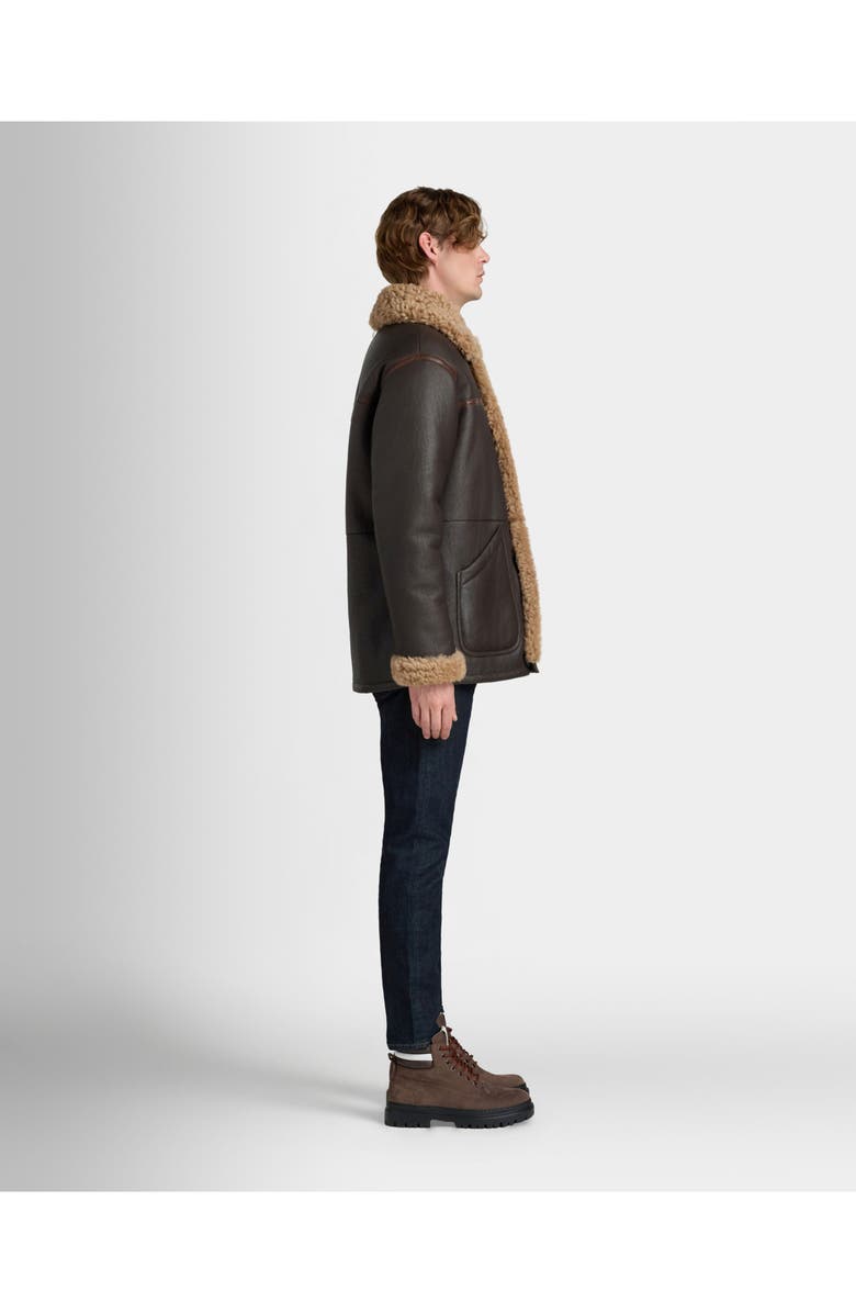 Bally Coat in And Shearling, Alternate, color, Brown