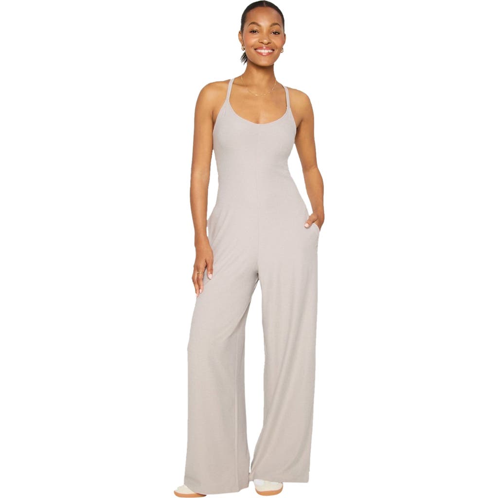 Fabletics Cloud Jersey Wide Leg Jumpsuit In White