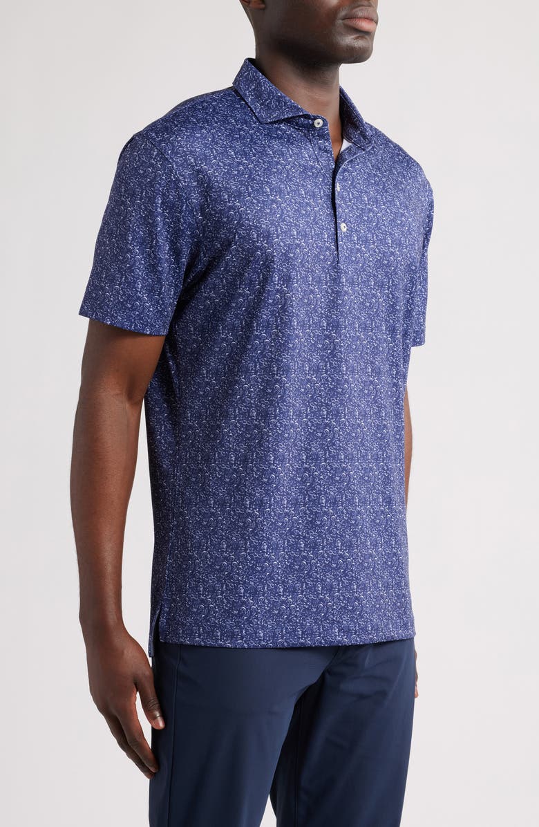 johnnie-O Boggings Mushroom Print PREP-FORMANCE Golf Polo, Alternate, color, Navy