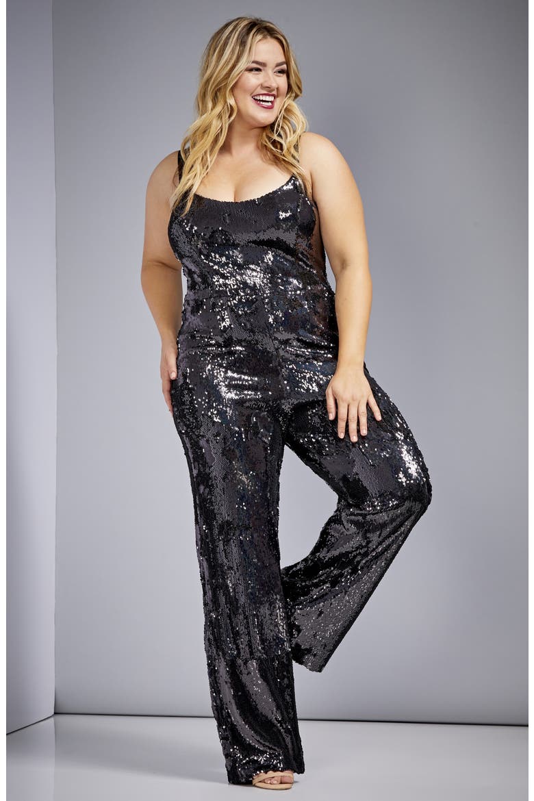 Victoria Sequin Jumpsuit, Alternate, color, BLACK PEARL