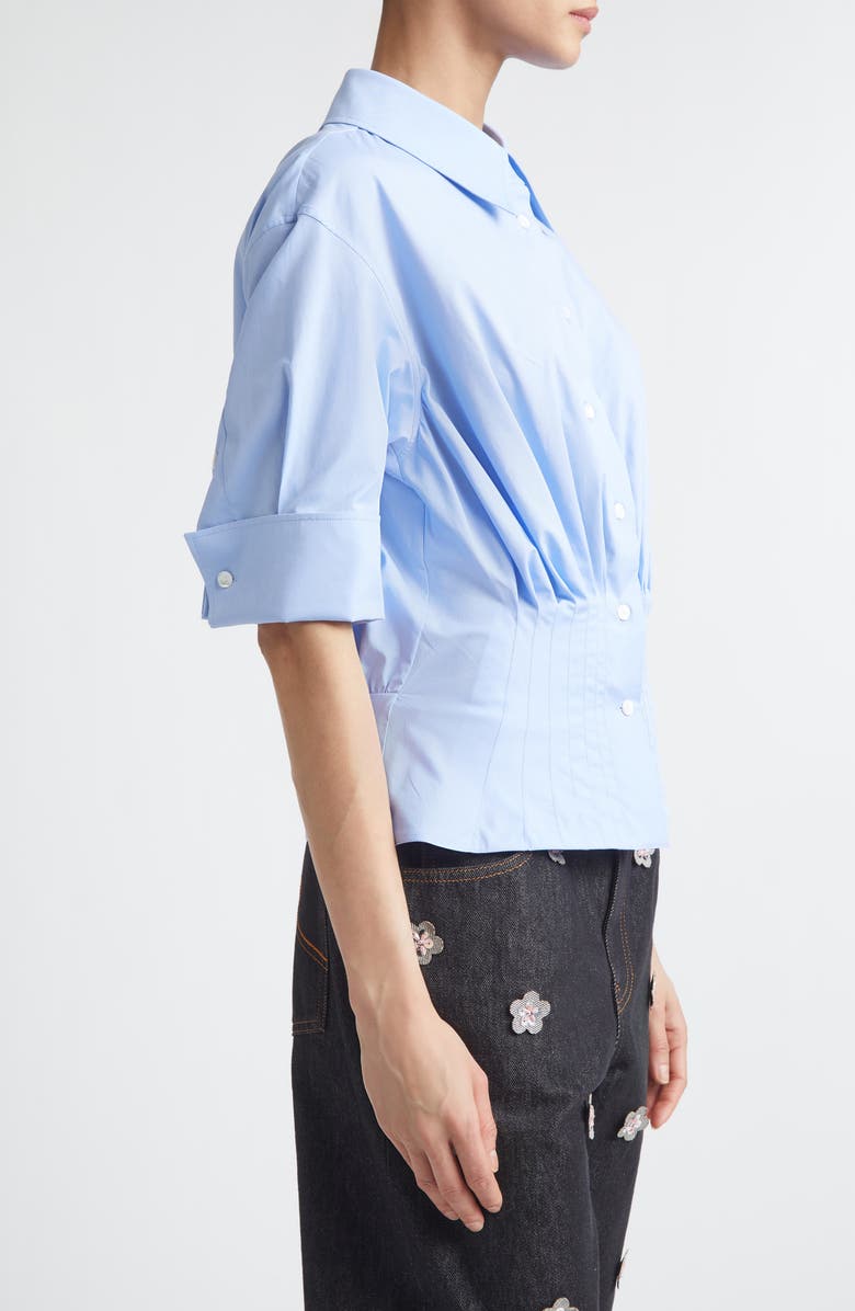 Marni Pintuck Peplum Poplin Button-Up Shirt, Alternate, color, Iris Blue