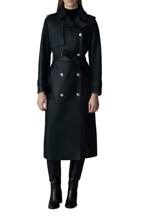 Gael-V Double Breasted Lambskin Leather Trench Coat