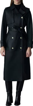 Mackage Gael-V Double Breasted Lambskin Leather Trench Coat