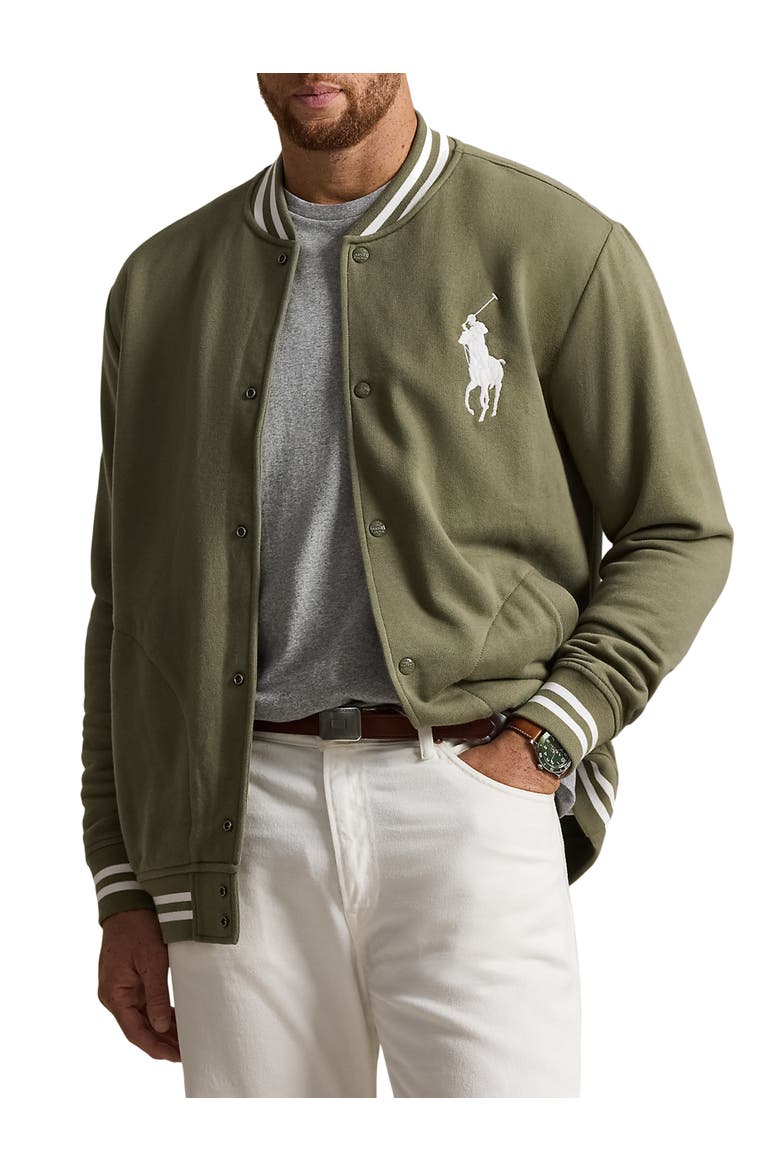 Big & Tall Big Pony Fleece Baseball Jacket, Main, color, CRUISE OLIVE