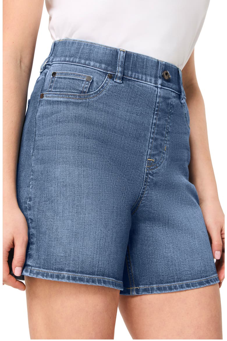 Pull-On High Waist Mid Thigh Denim Shorts, Alternate, color, VINTAGE INDIGO