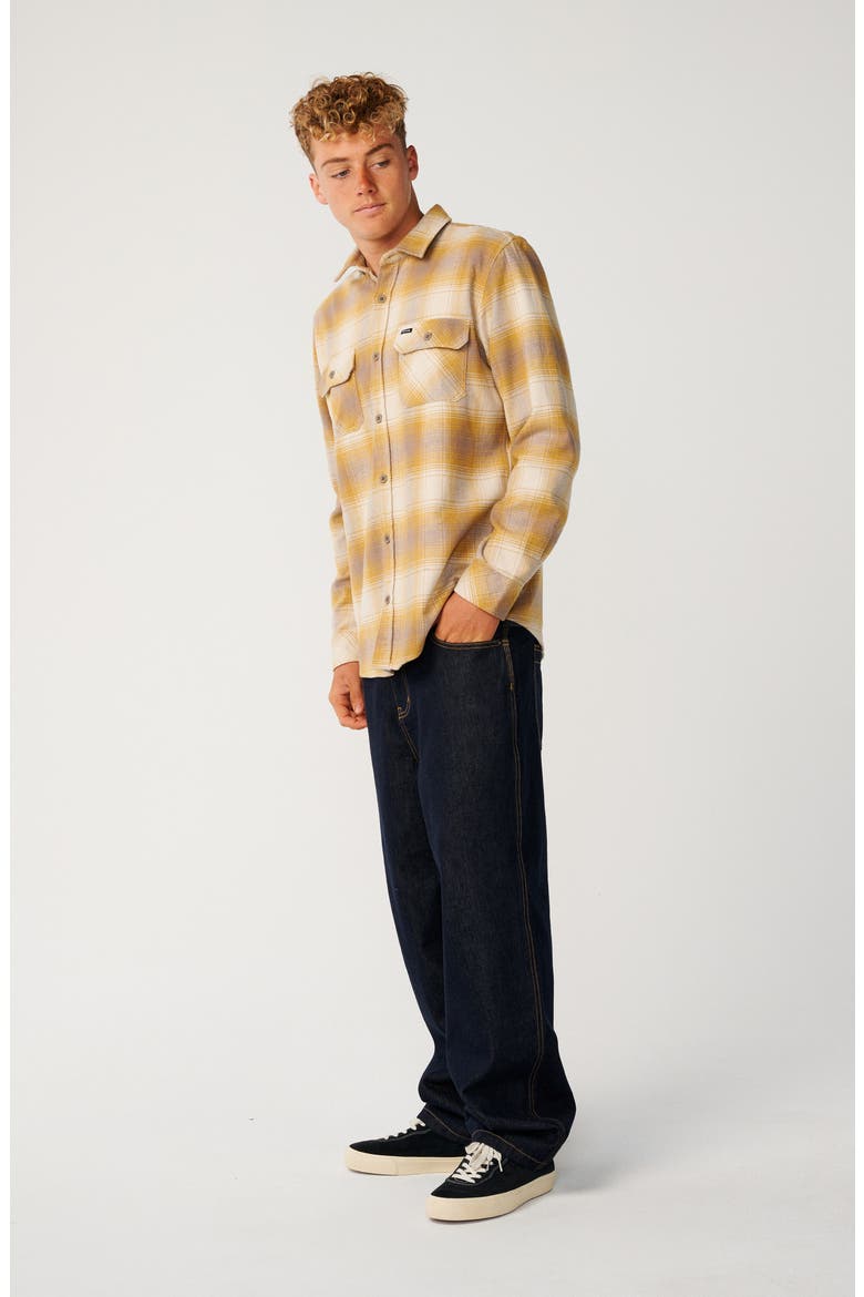 Count Plaid Cotton Flannel Button-Up Shirt, Alternate, color, DARK MUSTARD