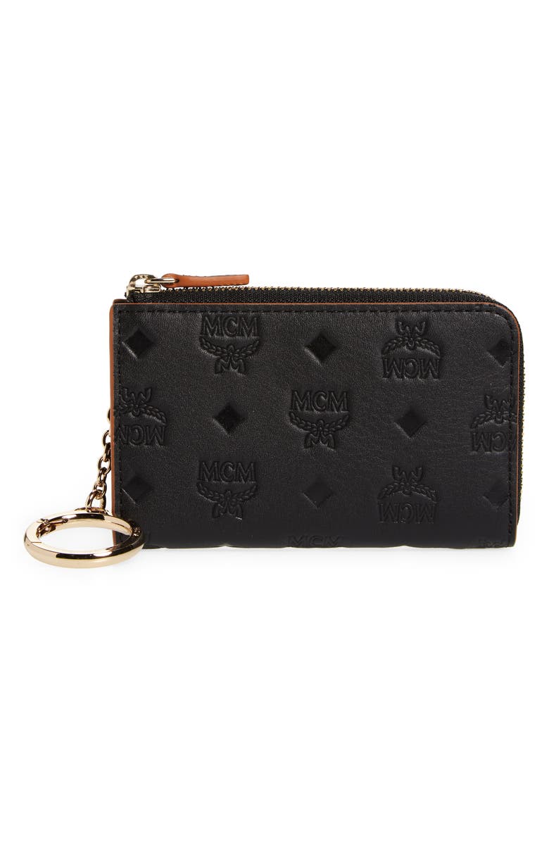MCM Klara Monogram Zip Mini Wallet, Main, color, 