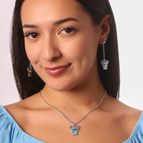 Disney Lilo & Stitch Pave Crystal Pendant Necklace In Gray