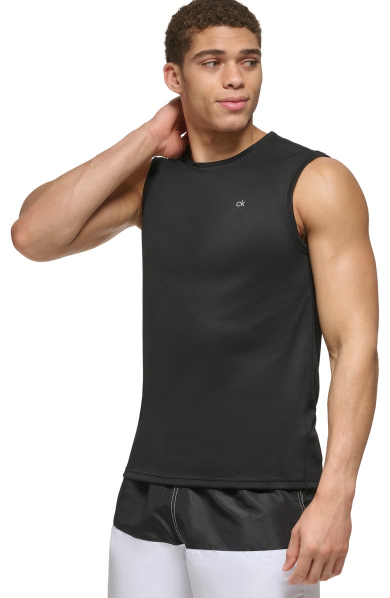 Calvin Klein Sleeveless UPF 40+ Rashguard, Alternate, color, Black