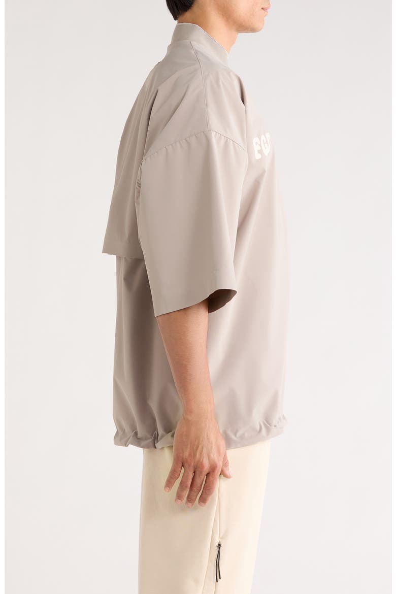 Half Zip Drawstring Hem Baseball Jacket, Alternate, color, SEAL