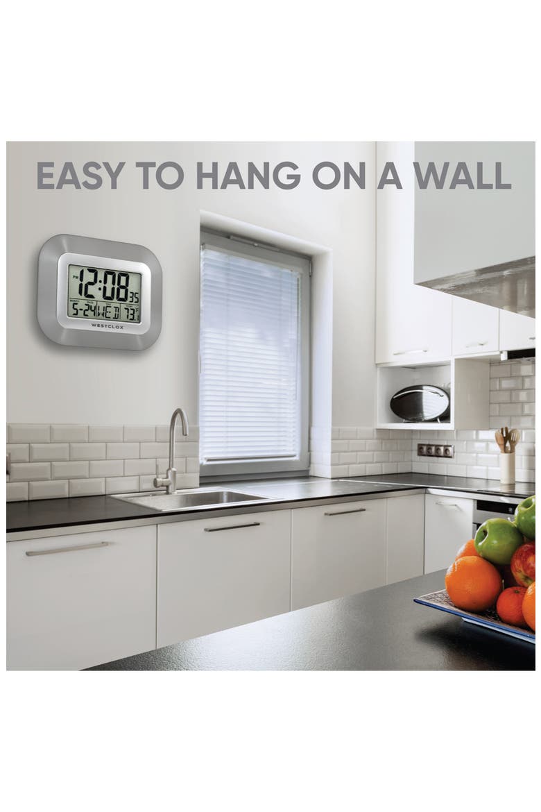 Digital LCD Wall Clock, Alternate, color, SILVER