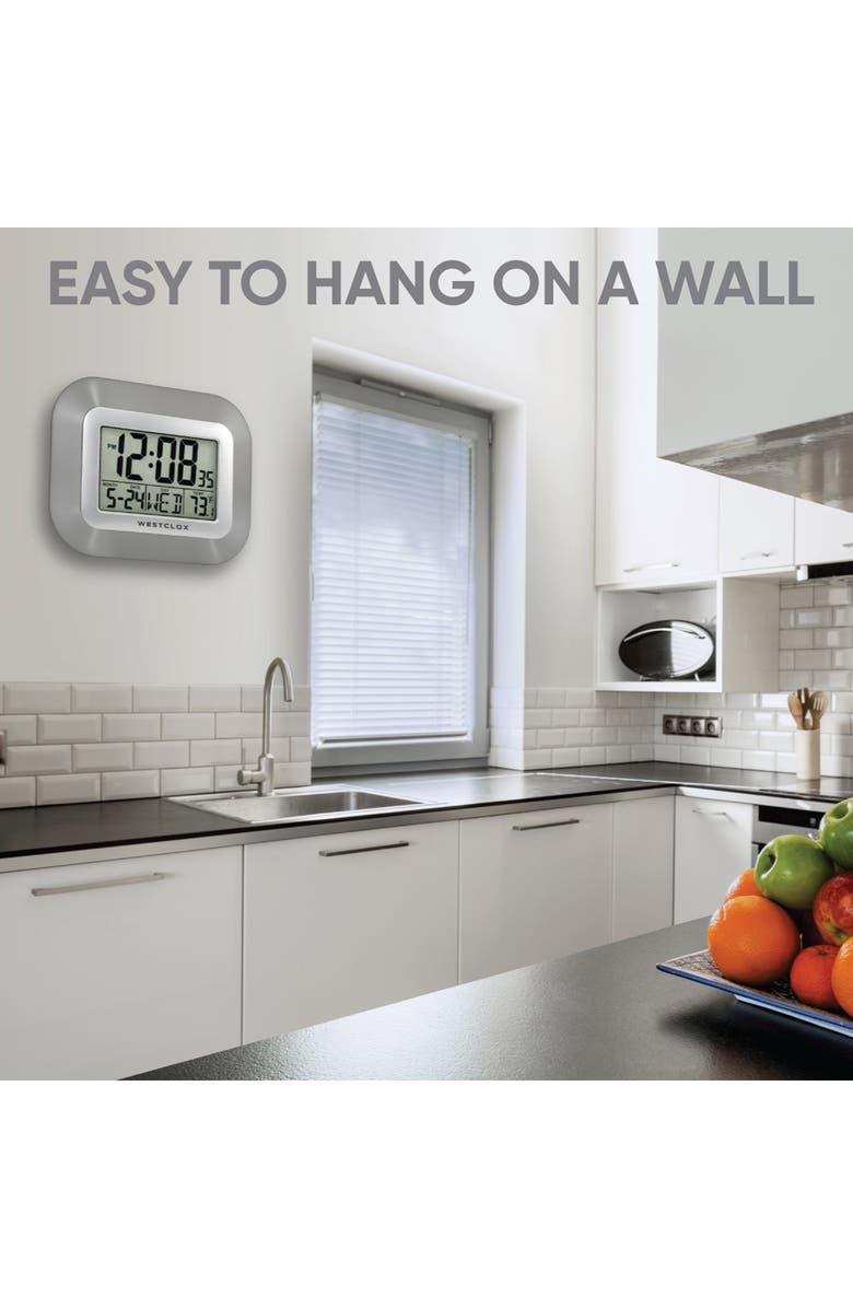 Westclox Digital LCD Wall Clock, Alternate, color, Silver