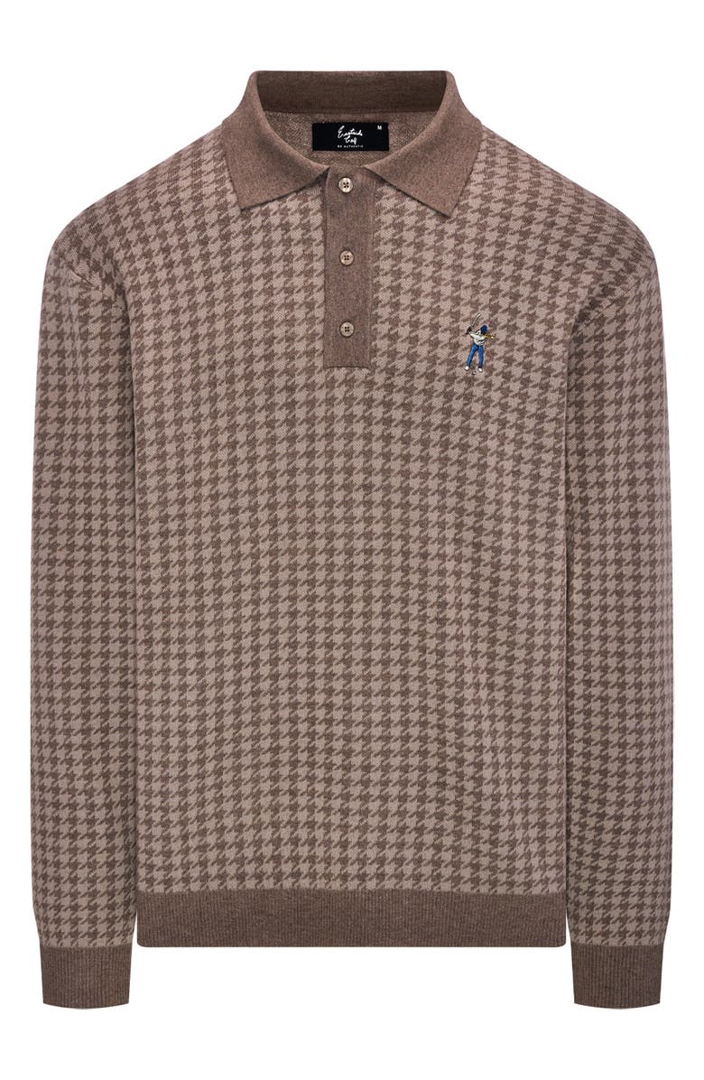 Eastside Golf Houndstooth Polo Sweater, Main, color, Taupe/ Brown