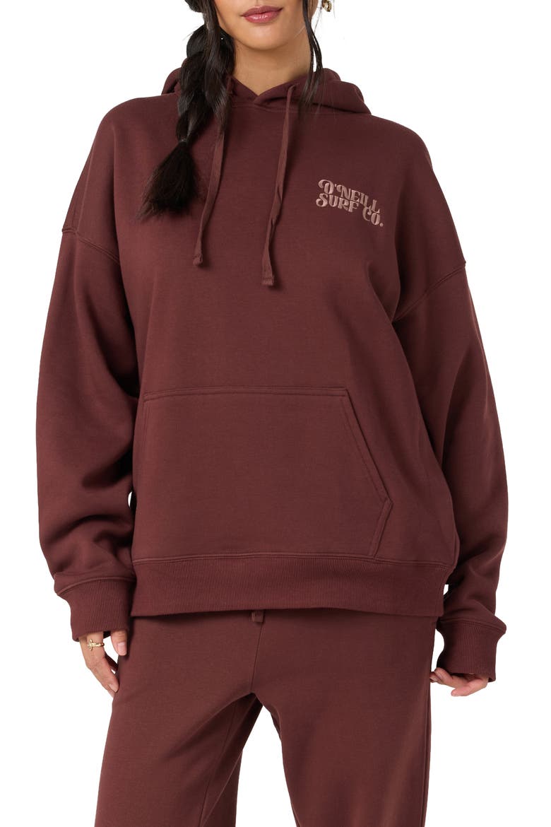 Flora Bouquet Oversized Graphic Hoodie, Main, color, CHOCOLATE