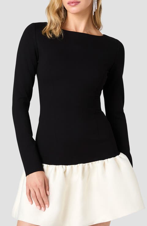 Cleo Ponte Combo Structured Long Sleeve Minidress