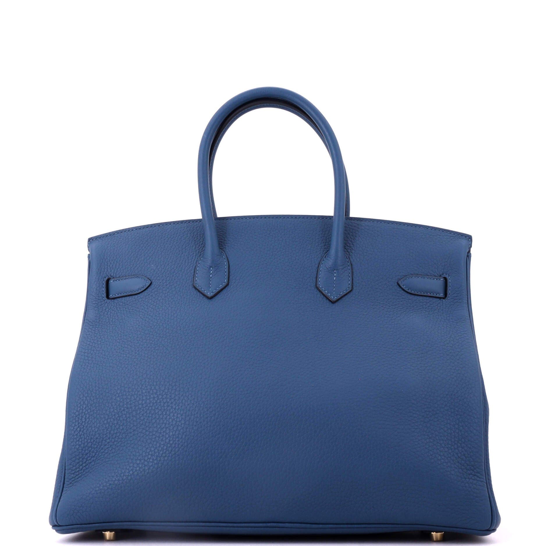 Pre-Owned Hermes Birkin Handbag Blue Clemence with Gold Hardware 35, Alternate, color, Deep Blue