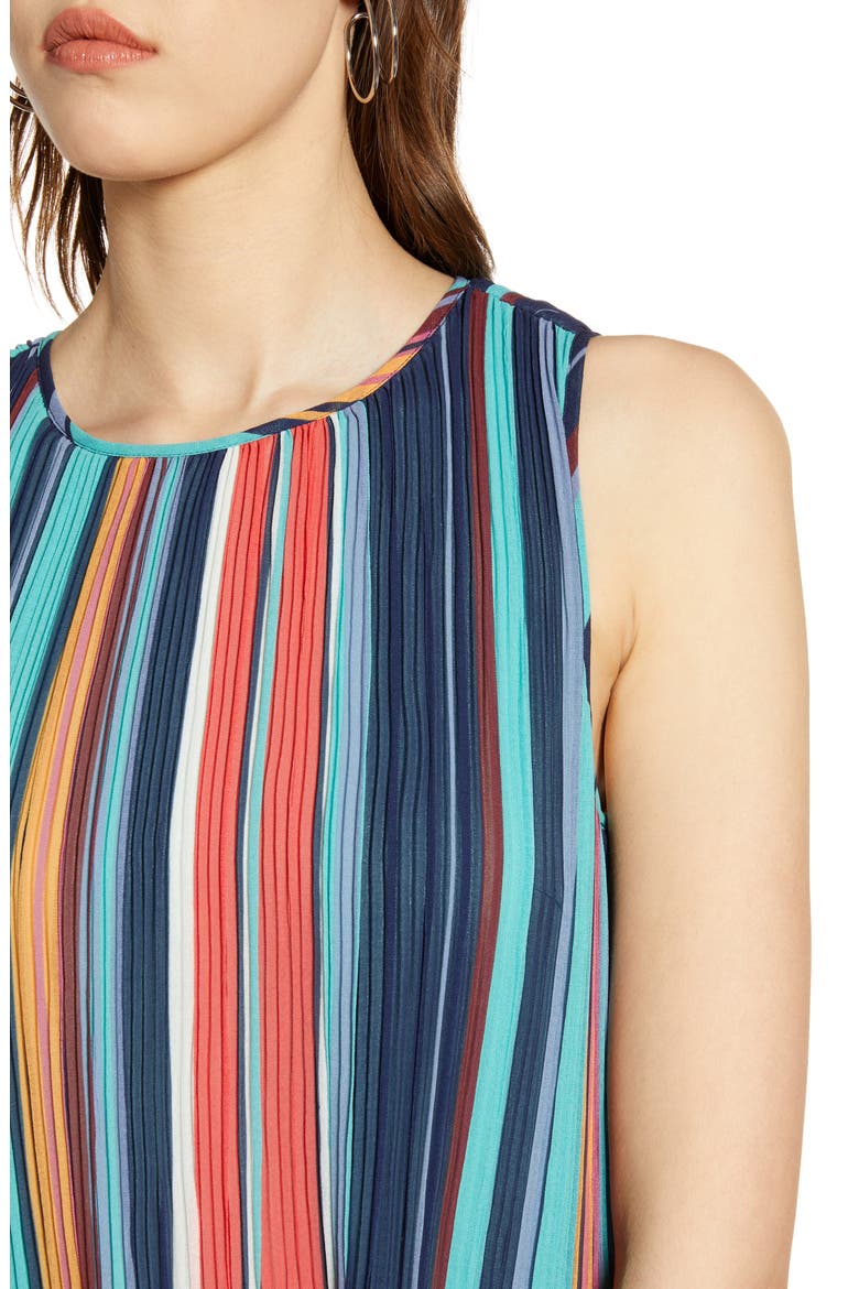 Pleated Top, Alternate, color, NAVY MULTI STRIPE