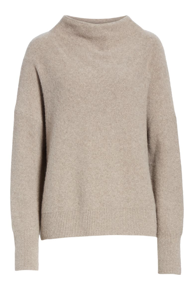 Funnel Neck Cashmere Sweater, Alternate, color, HEATHER TAUPE