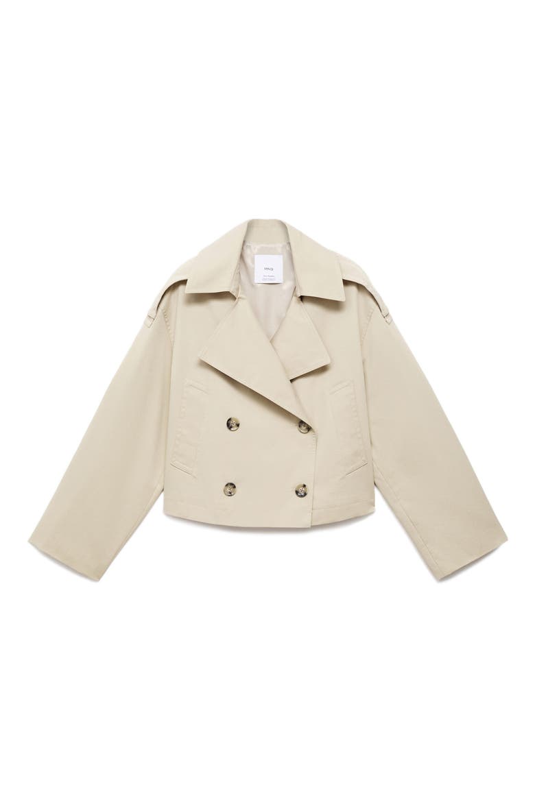 Double Breasted Crop Trench Coat, Main, color, BEIGE