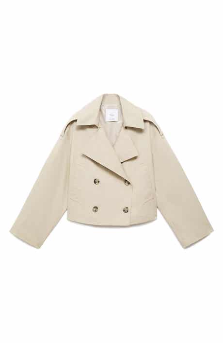 MANGO Double Breasted Crop Trench Coat