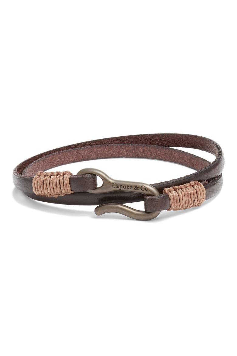 Leather Double Wrap Bracelet, Main, color, CHOCOLATE