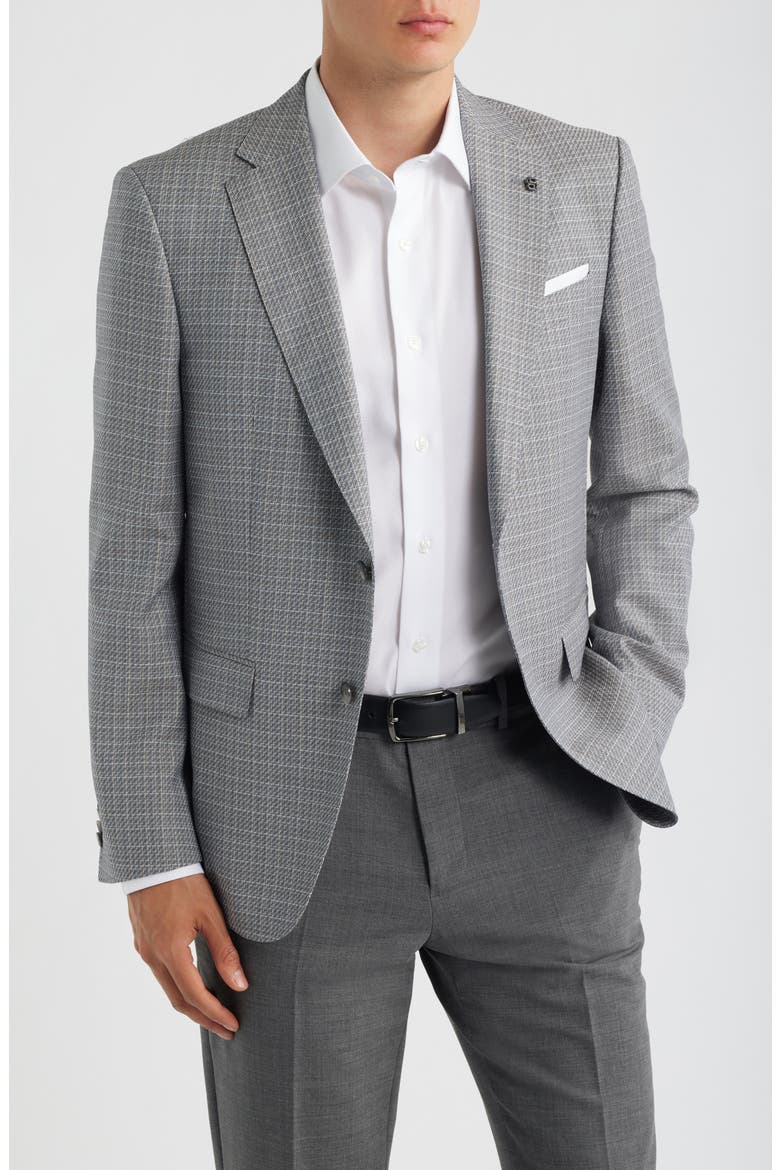 Hutson Slim Fit Grey Mélange Textured Virgin Wool Sport Coat, Main, color, GREY/ BEIGE/ KHAKI