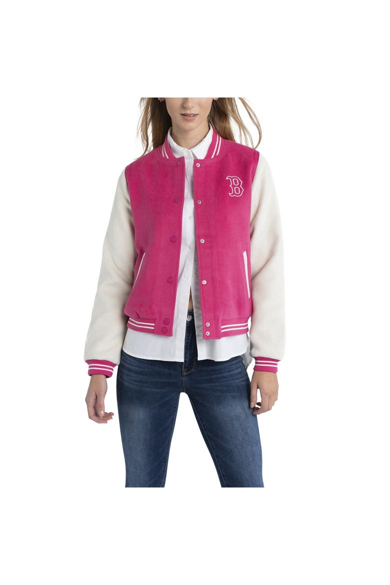 Women's Lusso  Pink Boston Red Sox Priya Full-Snap Varsity Jacket, Main, color, Pink