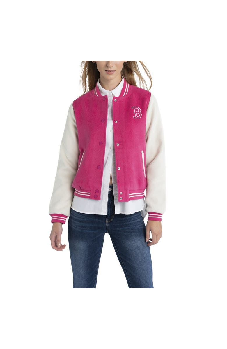 LUSSO Women's Lusso Pink Boston Red Sox Priya Full-Snap Varsity Jacket, Main, color, Pink