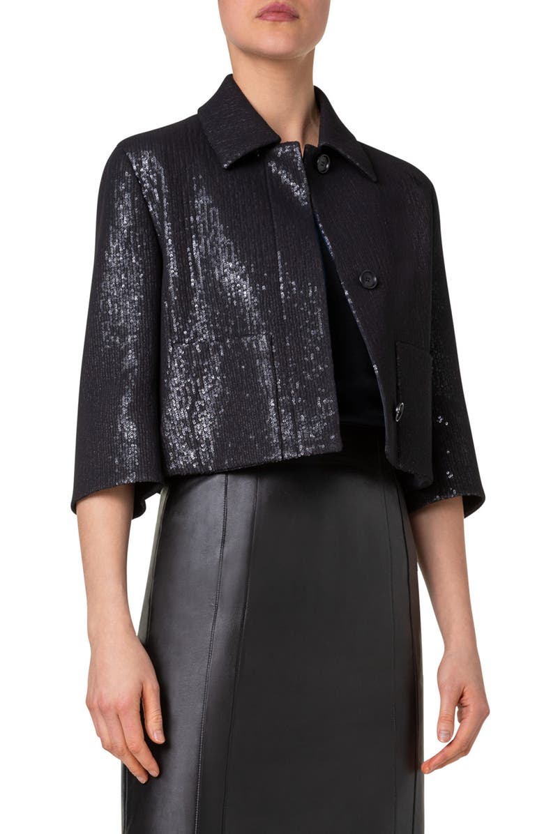 Akris Winslow Sequin Crop Jacket, Main, color, 