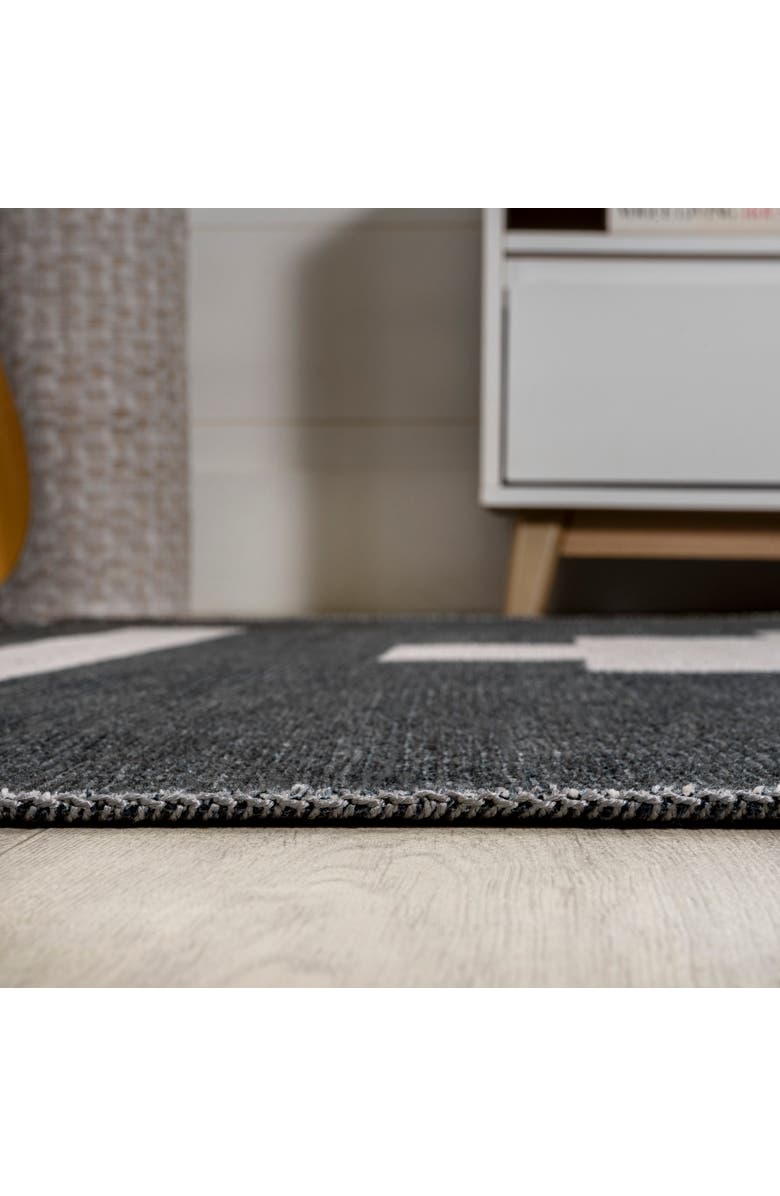 JONATHAN Y Adriel Geometric Medallion Machine-Washable Area Rug, Alternate, color, Black/Cream