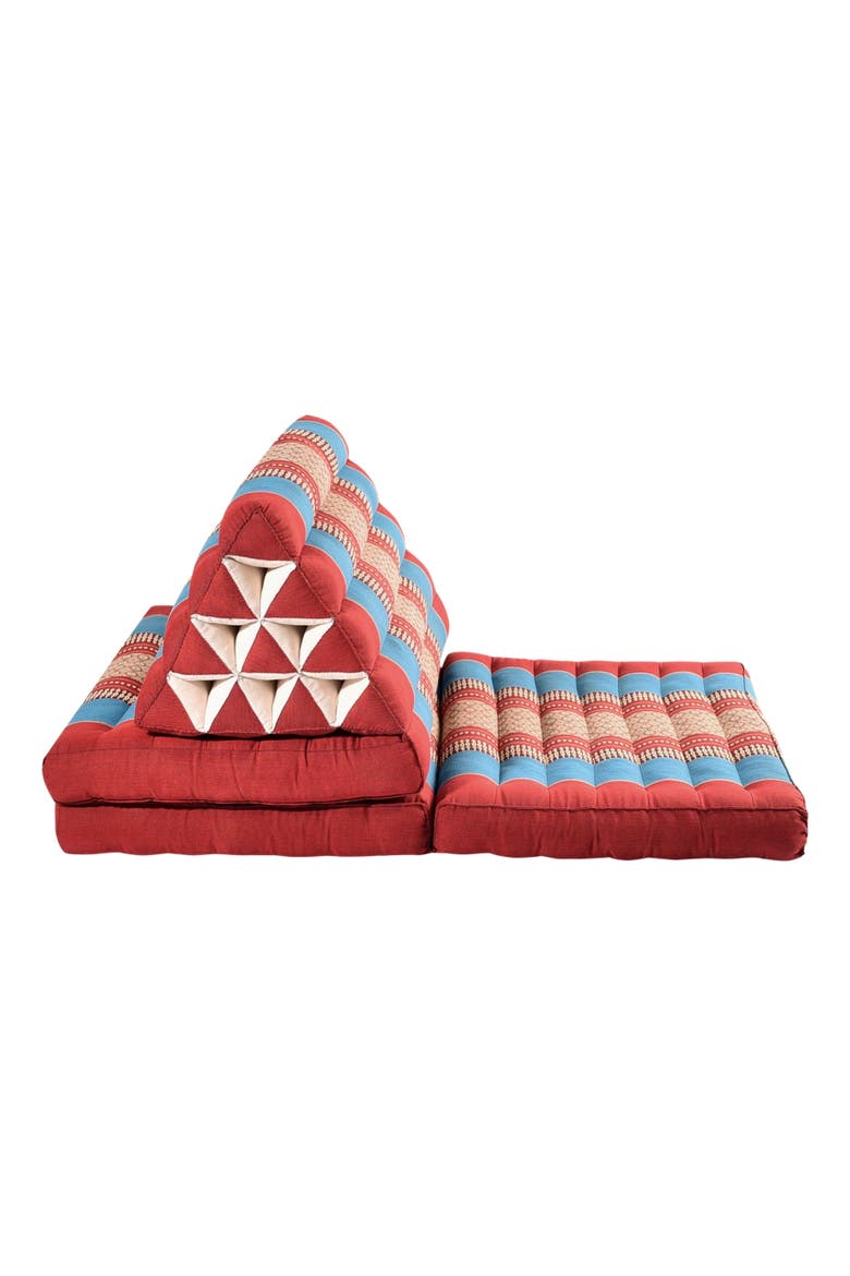 Zafuko Three Fold Thai Cushion, Alternate, color, Burgundy/Blue