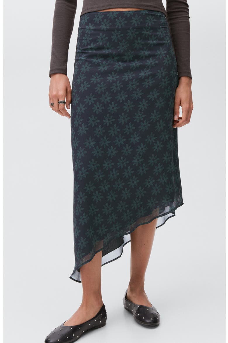 Asymmetric Floral Midi Skirt, Main, color, CHARCOAL