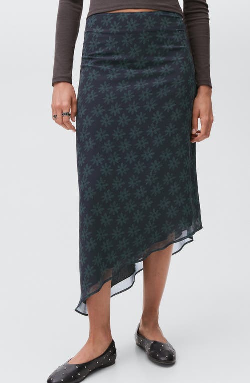 Mango Teen Asymmetric Floral Midi Skirt In Gray