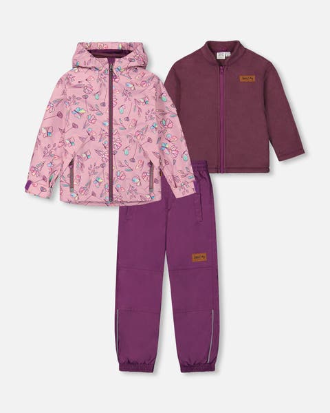 3-In-1 Mid-Season Outerwear Set Turquoise And Mauve Gradient