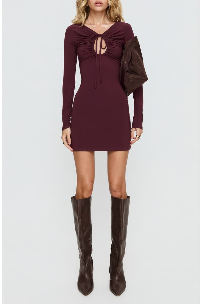 Angele Keyhole Long Sleeve Minidress, Main, color, PURPLE