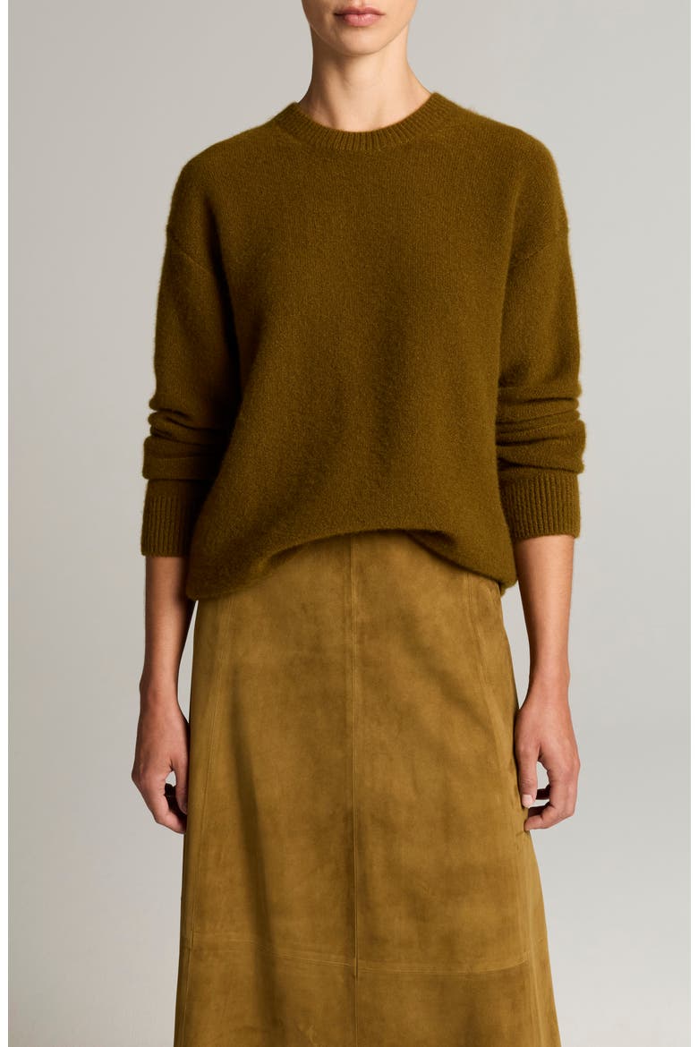 Boiled Cashmere Crewneck Sweater, Main, color, MOSS OCHRE