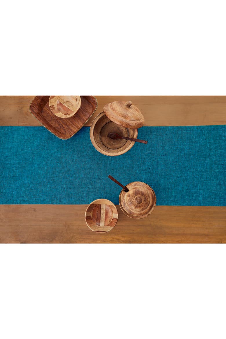 Linen Table Runner - Athena, Alternate, color, Chambray Teal