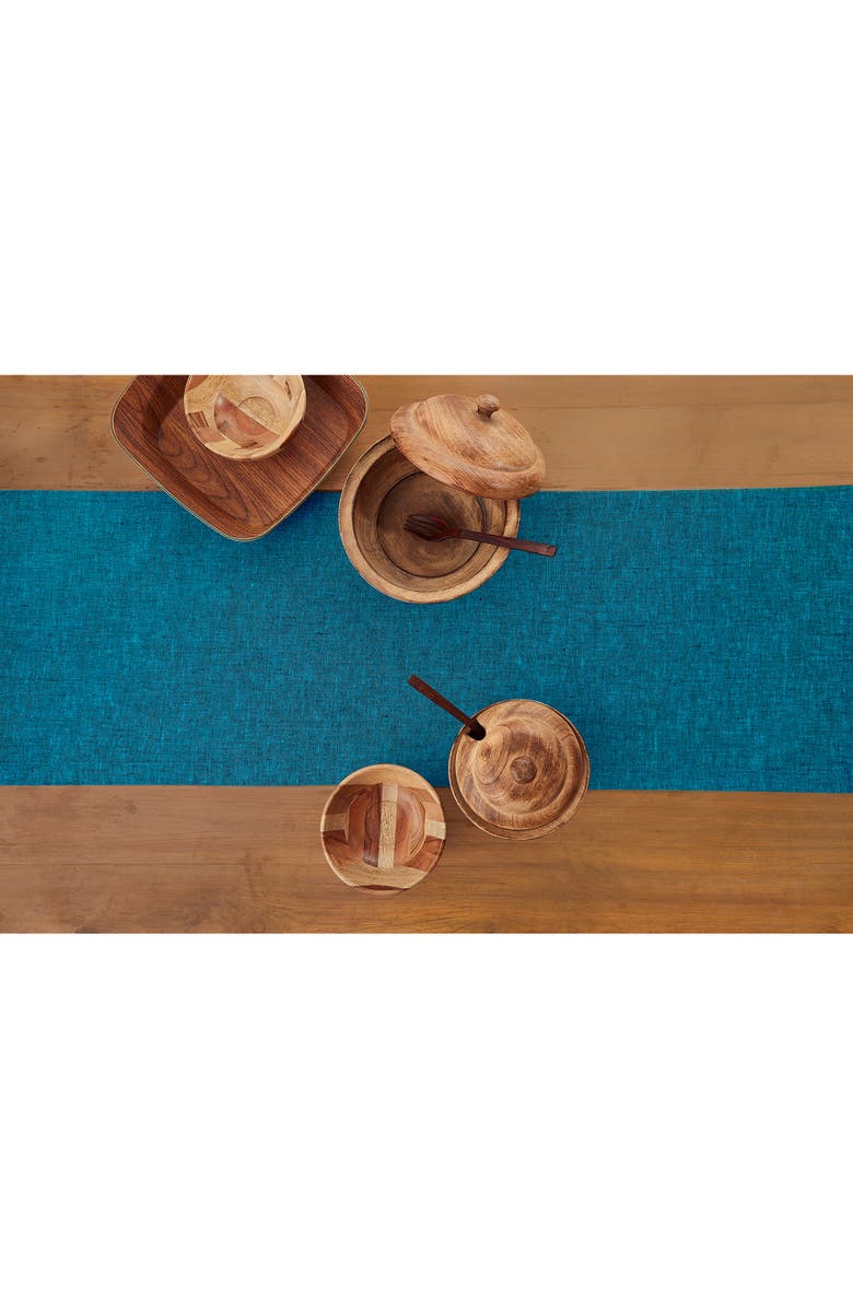 Solino Home Linen Table Runner for Dining Table, Holiday and Everyday Table Decor - Athena, Alternate, color, Chambray Teal