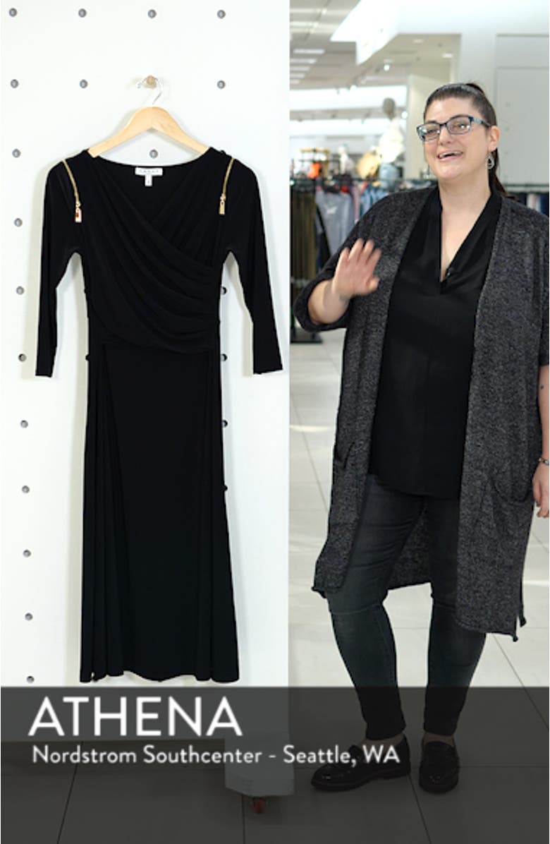 Zip Shoulder Ruched Surplice Dress, sales video thumbnail