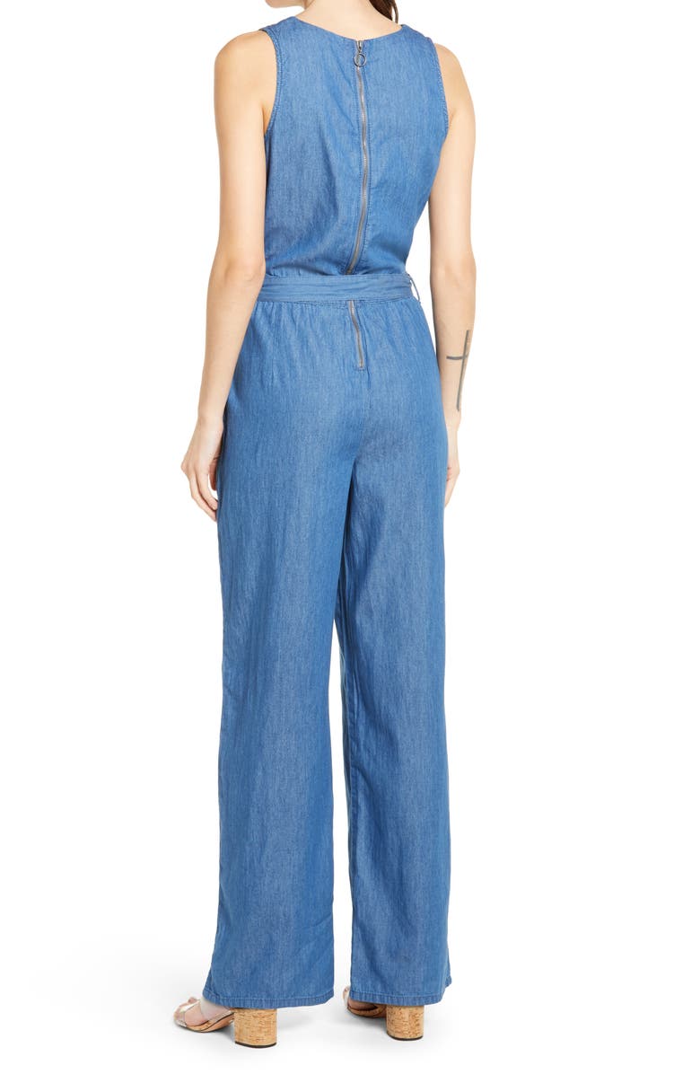 1822 Denim Surplice Chambray Jumpsuit, Alternate, color, 