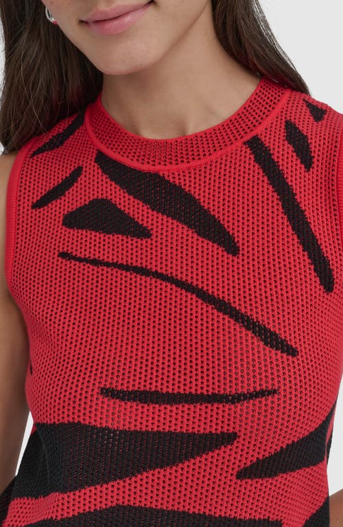 Dkny Abstract Floral Jacquard Sleeveless Cotton-blend Sweater
