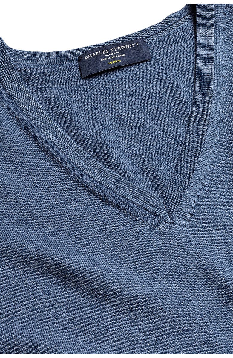 Charles Tyrwhitt Pure Merino V Neck Sweater, Alternate, color, Steel Blue