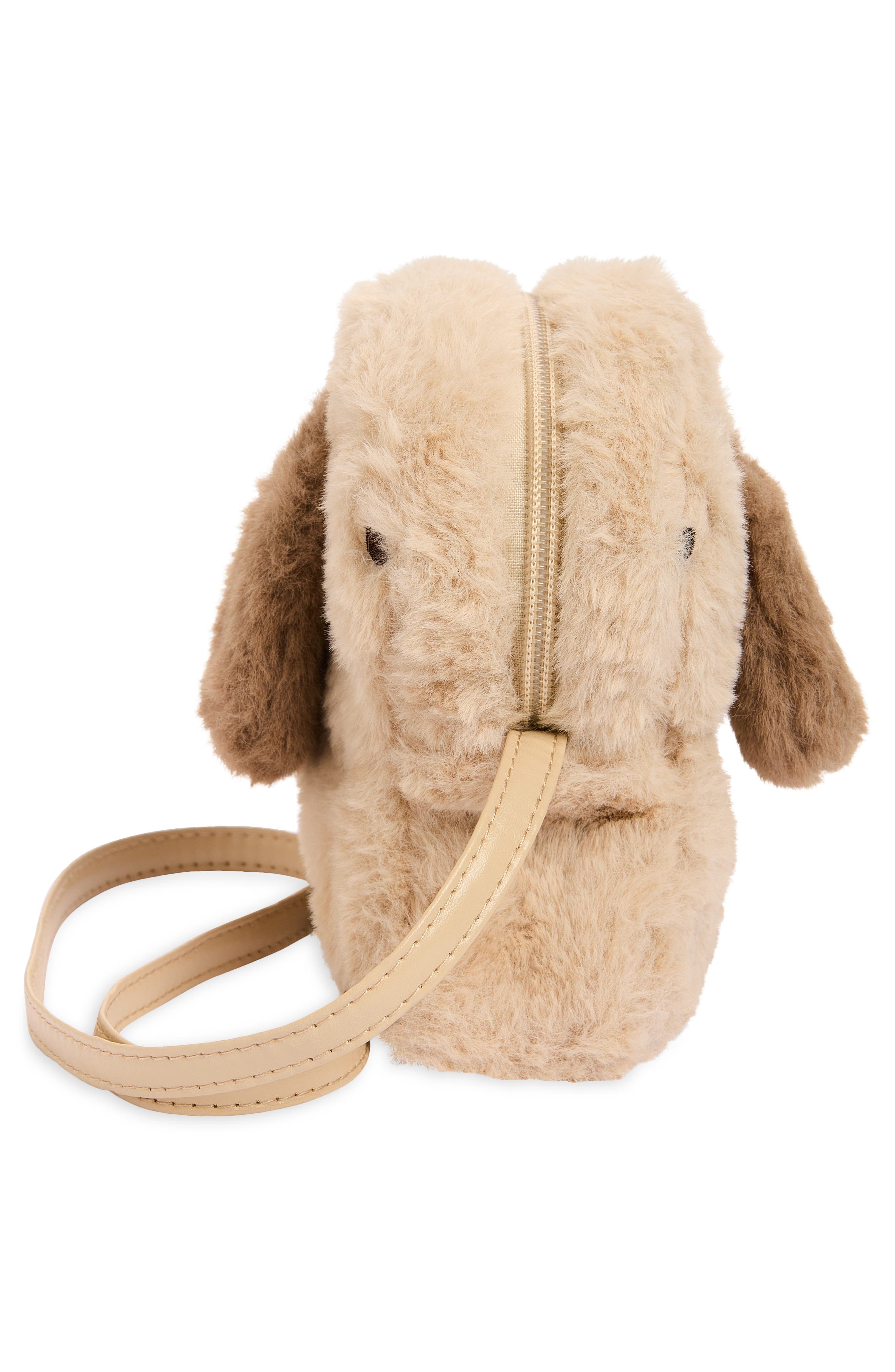Kids' Puppy Faux Fur Crossbody Bag, Alternate, color, NATURAL COMBO