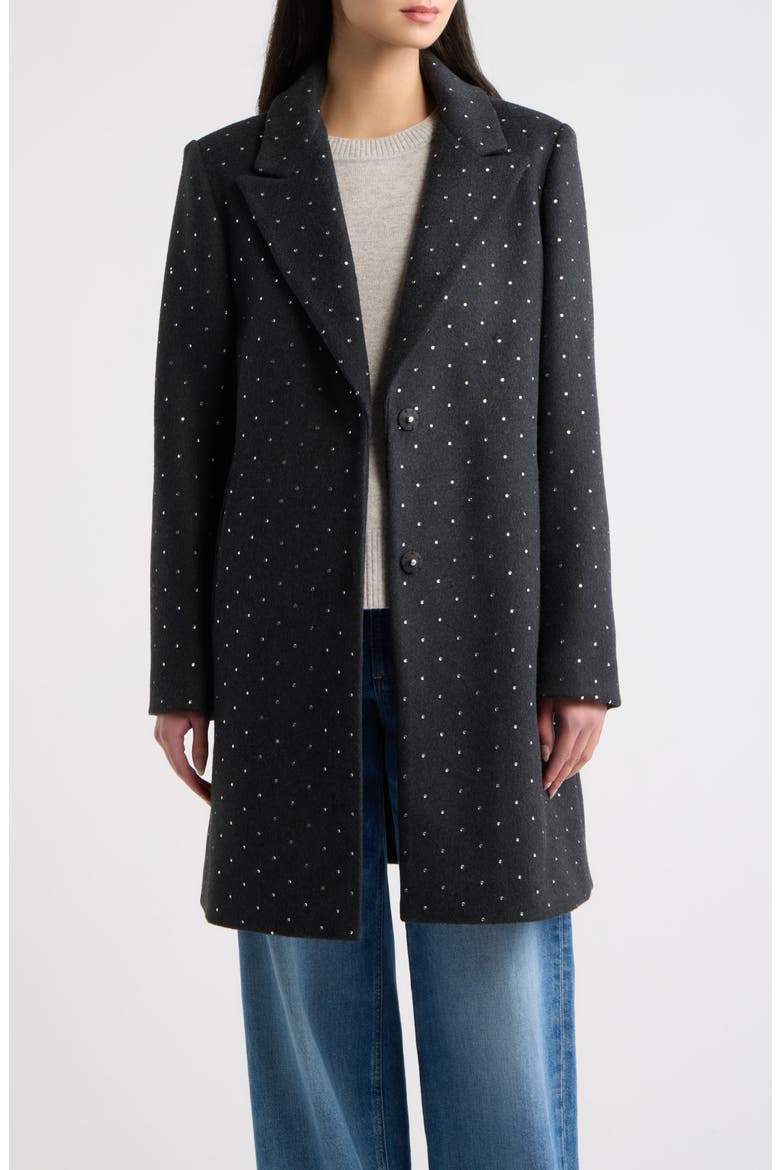 Sparkle Reefer Coat, Main, color, CHARCOAL