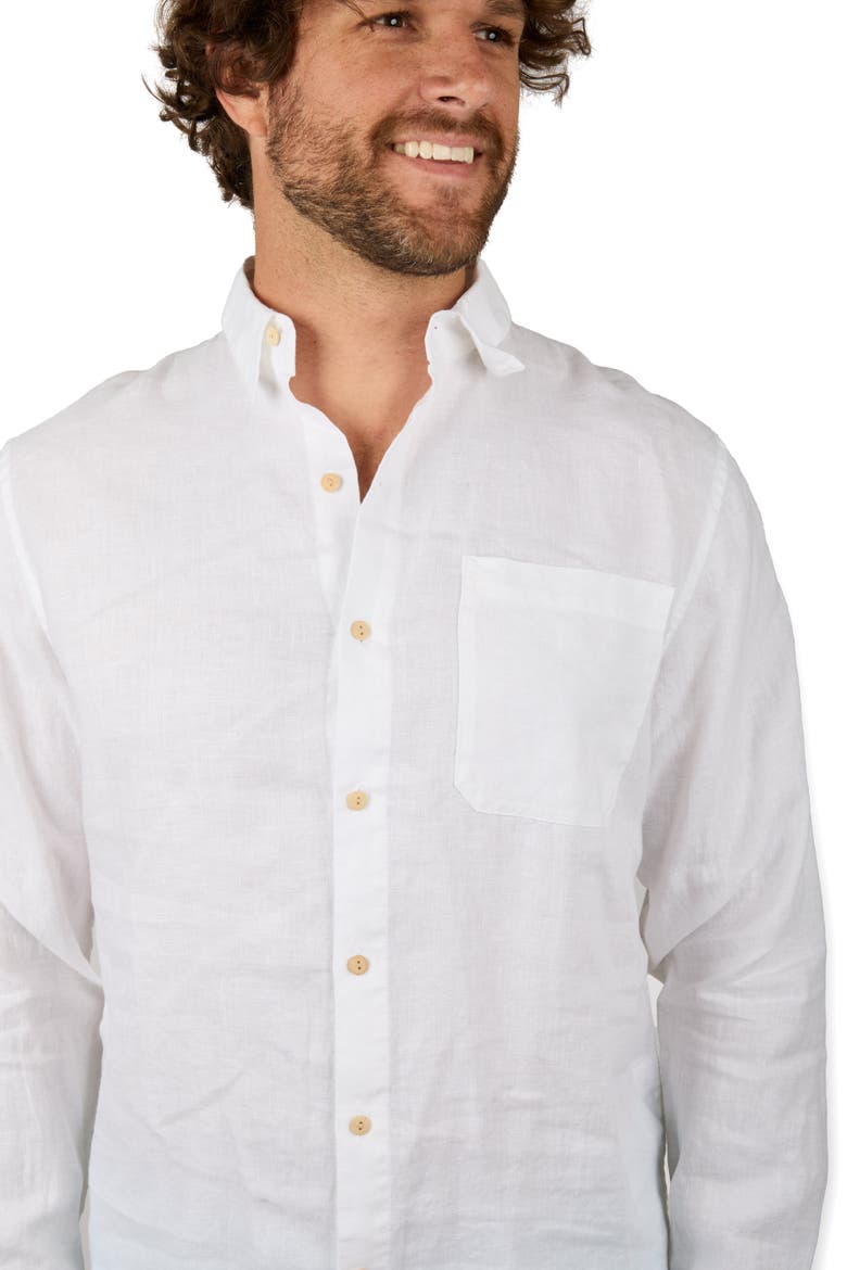 The Casa Blanca - Long Sleeve White Linen Shirt, Alternate, color, White