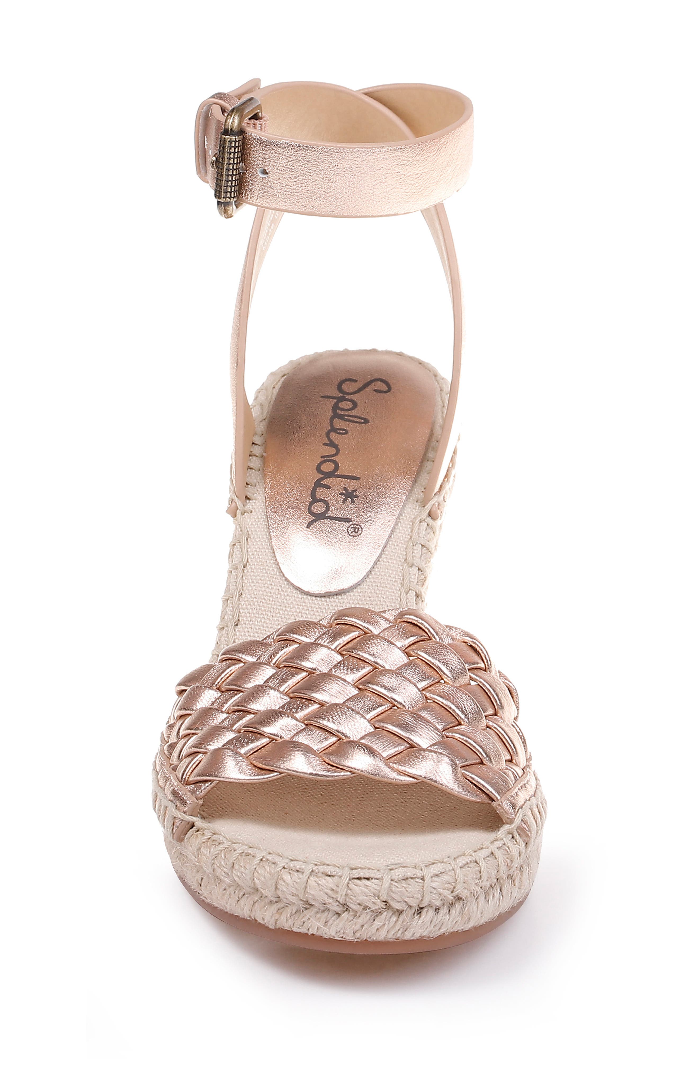 Tasman Woven Espadrille Sandal, Alternate, color, ROSE GOLD LEATHER