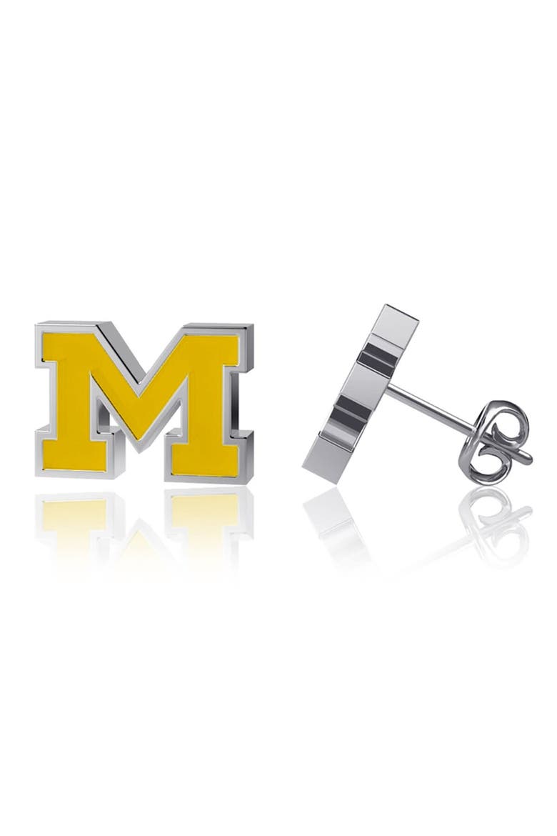 Women's Dayna Designs Michigan Wolverines Enamel Post Earrings, Main, color, Silver