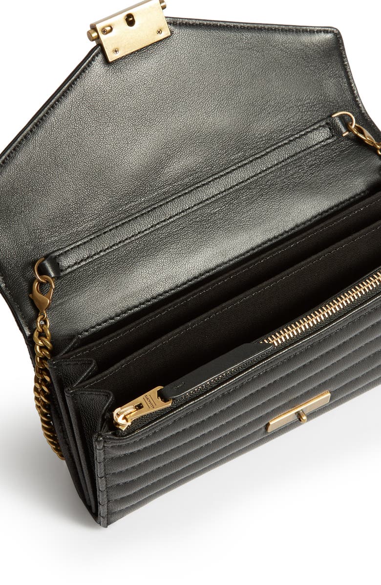 AllSaints Justine Quilted Leather Wallet on a Chain, Alternate, color,
