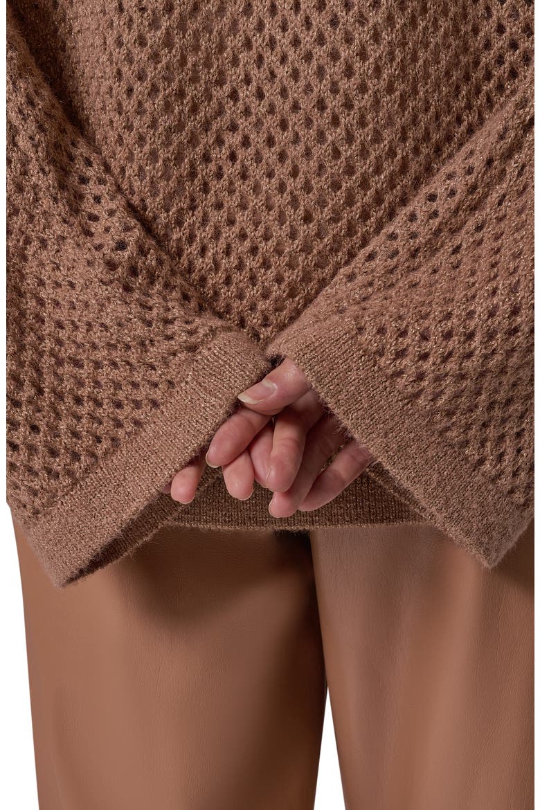 Metallic Open Stitch Sweater, Alternate, color, CAMEL