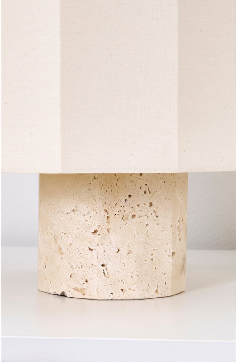 Brightech Cleo 10" Travertine Natural Stone LED Table Lamp, Alternate, color, Cream